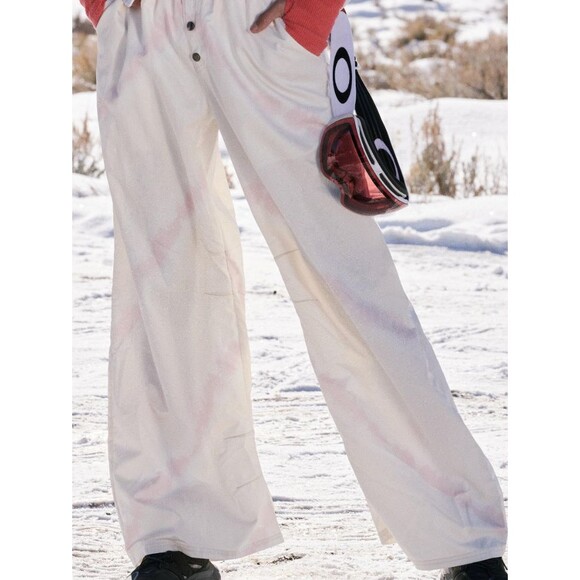 Free People Pregame Printed Wide Lightweight Pants Medium White Pink Tie Dye - Picture 7 of 7